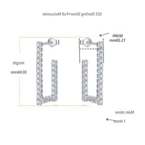 ต่างหูทรงเรขาคณิตประดับมอสซาไนต์สุดหรูสำหรับผู้หญิง ดีไซน์แฟชั่นสีเงิน - Product Image 6