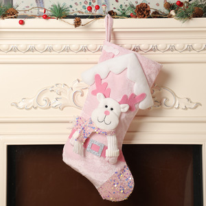 Decorazioni natalizie paillettes rosa Cartoon per bambini vecchio uomo natale calza regalo decorazioni forniture - Product Image 3