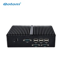 Qotom precio bajo 7 puertos RS232 Com barato integrado sin ventilador Industrial PC placa base Mini PC