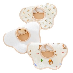 Bavoir pour bébé garçon en pur coton, imperméable, anti-bave, pour nouveau-né, à motif dessin animé, en forme de fleur, à pétales en crêpe, transfrontalier - Product Image 6