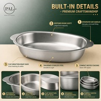 Bol de service ovale à double poignée, plat de cuisson profond style coréen or et argent, assiette empilable pour salade, pâtes