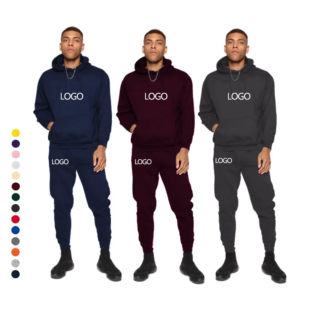 wholesale custom sweatsuits unisex sets joggers pants two piece pants set for men embossed hoodie