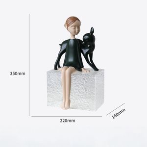 Evelyn Statuetta Moderna Minimalista Trendy a Forma di Ragazza con Cervo, Arredamento per Showroom, Ufficio Vendite, Hall dell'<span class=keywords><strong>Hotel</strong></span> - Product Image 3