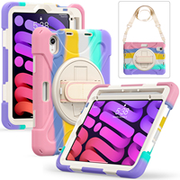 Casing Tablet Silikon Lembut Anti Benturan untuk Apple iPad Mini 6 /Mini 7 dengan Tali Bahu dan Penyangga Putar