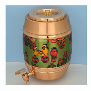 Olla de agua de cobre, utensilios de mesa para bodas, dispensador de agua de cobre, artesanías, vasos pulidos brillantes, olla impresa - Product Image 1