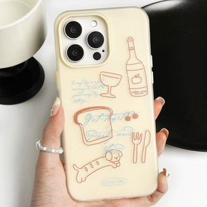 Coque de téléphone en forme de saucisse de chien de dessin animé colorée pour l'après-midi, adaptée à l'iPhone 16 15 14 <span class=keywords><strong>Pro</strong></span> Max, coque arrière souple en gelée - Product Image 1