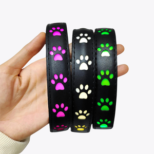 Collar de Piel con Luz LED Personalizada, Elegante, Simple, Multicolor, Duradero, Lavable, Ajustable para Perros, para Pasear de Noche - Product Image 3