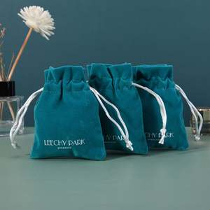 PerfectUSM Screen Printed Customized Logo Drawstring Velvet <b>Candle</b> Storage Bags Recyclable Gift Packaging for Christmas Gift - Product Image 4