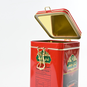 Red Rectangle Tinplate Airtight Crown Cap Glossy Printed 250ml Container for Tea Candy & <b>Chocolate</b> Storage - Product Image 4