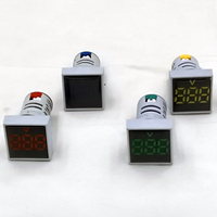 Mini 22mm Digital Panel Meter LED Persegi Voltmeter Merah/Hijau/Kuning/Biru Lampu Latar Tegangan AC 60-500V Fase Tunggal IP53 Sekrup