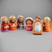 Produits en stock Statues religieuses catholiques Ensembles de crèche chrétiens en polyrésine Joseph Marie Bébé 10,5 cm Sainte Famille Crèche