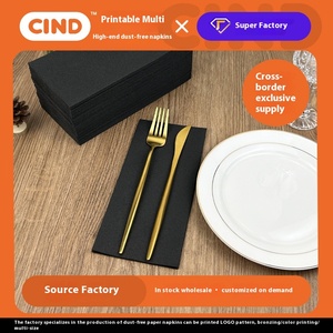 Tùy Chỉnh Màu Đen Kết Cấu Vải Lanh Khăn Giấy 30*43Cm Bụi Miễn Phí Khách Sạn Khăn Ăn In Bữa Ăn Tối Khăn Ăn Độn Miệng Vải - Product Image 2