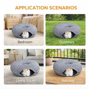 Tempat Tidur Kucing Bulat Ramah Lingkungan dari Kain Felt dengan Pola Solid, Rumah Hewan Peliharaan untuk Kucing Indoor dan Anjing Kecil - Product Image 2