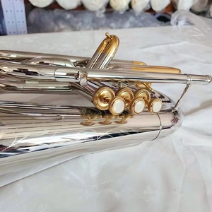 Trompeta Tenor Profesional de Marcha en Sib, <span class=keywords><strong>con</strong></span> Tres Válvulas de Pistón, Acabado Plateado, Material de Latón, Venta al por Mayor del Fabricante - Product Image 5