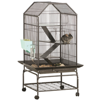 Cage à oiseaux en forme de grange Grande cage pour animaux de compagnie Roues Perroquet Perruche Canary Finch Conure avec support Multi-Level Small Animals Habitat
