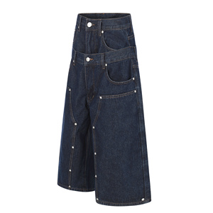 Shorts en jean délavé personnalisés pour hommes, double épaisseur aux genoux, style vintage, effet usé, coupe ample et respirante, jambe large, streetwear, jorts - Product Image 3