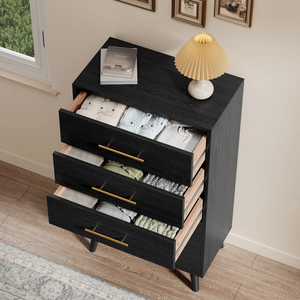<span class=keywords><strong>Commode</strong></span> moderne de luxe <span class=keywords><strong>gris</strong></span> <span class=keywords><strong>foncé</strong></span> à 5 tiroirs avec poignées dorées pour chambre à coucher salon Sourcing - Product Image 2