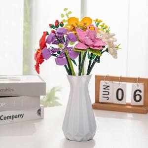 Bouquet de blocs de construction compatible <span class=keywords><strong>Lego</strong></span>, petites pièces, arrangement floral DIY, <span class=keywords><strong>d</strong></span>écoration pour la maison, assemblage ABS, Saint-Valentin - Product Image 1