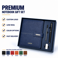 Ensemble cadeau de bloc-notes en cuir vintage A5 avec logo personnalisé, stylo, recharge, clé USB, boîte 146x213mm avec sac de transport, vente en gros