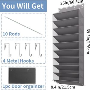 30 Pairs Over The Door <b>Shoe</b> Organizer 10 Tier Hanging Rack Deep Pocket Closet Storage Extra Large Fabric Non Woven - Product Image 2