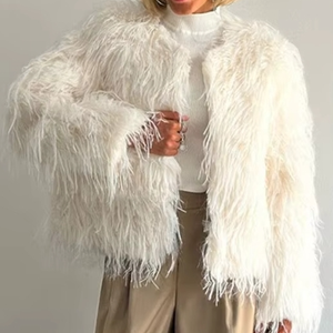 <span class=keywords><strong>Manteau</strong></span> <span class=keywords><strong>court</strong></span> en fausse fourrure tissée pour <span class=keywords><strong>femme</strong></span>, avec poches en polaire, chaud et tendance, pour l'automne - Product Image 5