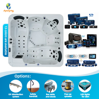 Jacuzzi de Acrílico para 5 Personas, Spa Exterior con Hidromasaje, 72 Jets de Masaje, Sistema de Control Balboa, 2.2m, Ozono, LED