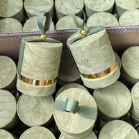 Boîte en papier velours ronde de luxe pour champagne, vide, avec ruban, vente en gros, emballage de mariage en or gaufré, boîtes cadeaux