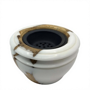 Signature Oud Craft Artisan Epoxy Resin and Acacia Wood Bukhoor Burner Hand-Finished Artistic <b>Home</b> Fragrance Decor Piece - Product Image 1