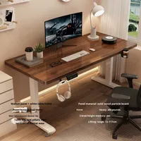 Bureau électrique réglable en hauteur avec moteur simple/double, bureau intelligent pour ordinateur, jeux, bureau à domicile, surface en bois, pieds en métal