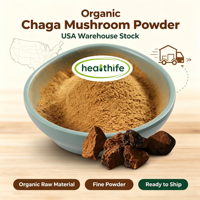 Poudre de Chaga biologique de qualité alimentaire 80 mesh, en stock entrepôt Healthife USA