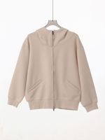 500G Mamba coton sweat à capuche zippé Double tête fermeture éclair demi col haut veste surdimensionné pull uni pour l'automne hiver
