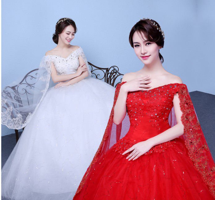 simple red ball gown