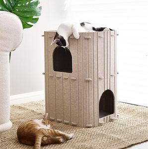 Casa para Gatos de Interior, Cama para Gatos Grande de 2 Niveles, Túnel para Gatos Cubierto de Fieltro Acogedor, Escondite para Múltiples Gatos - Product Image 1