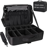 Grande trousse de maquillage professionnelle imperméable avec séparateurs ajustables, trousse de voyage cosmétique à 3 couches pour artistes et salons