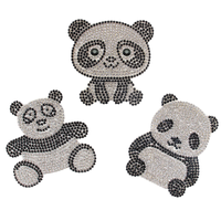 Patch thermocollant en strass motif Panda Girly Noir et Blanc pour fournisseur d'articles esthétiques japonais Kawaii Harajuku