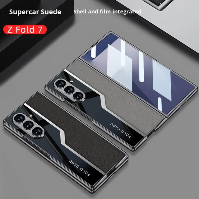 For Samsung for Galaxy Z Fold7 Anti-Drop Case Electroplated Supercar Style Personalized Plain Leather Protective Cover Phone