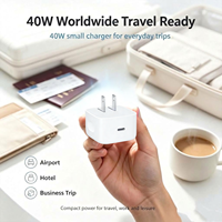 Chargeur USB-C rapide 40-60W, adaptateur mural PD Type-C à port unique, mini bloc de charge pliable pour téléphones, vente en gros