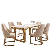 Ensemble de table à manger rectangulaire moderne de luxe, 4 places, 6 à 8 places, mobilier d'hôtel, ensemble de table à manger avec plateau en marbre