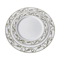 Assiettes en plastique pour mariage et fête de 10,25 pouces, design personnalisé à motif floral, assiettes de présentation en plastique