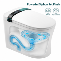 WC intelligent monobloc avec chasse d'eau automatique par capteur, à poser au sol, siphon en P/S, cuvette de salle de bain, siège chauffant