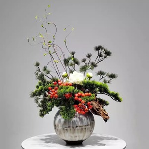 Nouvelles décorations de style chinois, plantes et arrangements floraux simulés pour hôtels, restaurants, hall d'entrée, <span class=keywords><strong>fleurs</strong></span> en pot - Product Image 1