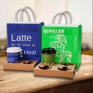 Custom Kraft Paper <b>Bags</b> for Coffee & Milk Tea Takeaway Handbag with Printed Logo-Drink Packing & Gift <b>Bag</b> - Product Image 2