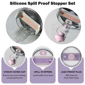 Ensembles de cadeaux promotionnels Accessoires de tasses Botte de tasse en silicone pour gobelets Couverture de paille en silicone de qualité alimentaire - Product Image 4