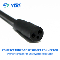 Connecteur micro sous-marin 2 broches compatible SubConn MCIL2F+MCBH2M, mâle et femelle, 10A 300V IP69K 7000m, acier inoxydable plaqué or