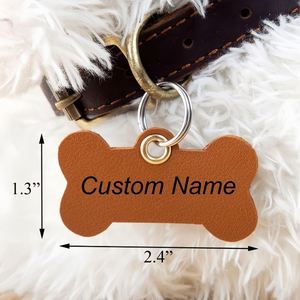 Personalized PU Leather Pets <b>Name</b> <b>Tags</b> Pet <b>Name</b> Phone Number Keychain Pendants Cute Bone Shape Design Dog Sign - Product Image 2
