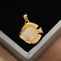 Pendentifs écologiques personnalisés mignons en forme de poisson tropical, style euro-américain, avec détails en zircon 5A de qualité supérieure