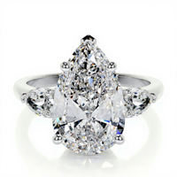 Bague de fiançailles et de mariage en or massif 14K/18K avec diamant de laboratoire taille poire 0,5-3 carats, sertie de trois griffes, couleur DEF, certifiée IGI, personnalisable CVD/HPHT
