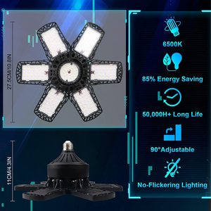 2 paquets <span class=keywords><strong>de</strong></span> plafonnier <span class=keywords><strong>LED</strong></span> <span class=keywords><strong>de</strong></span> <span class=keywords><strong>Garage</strong></span> 200W lampes d'atelier avec 6 panneaux réglables 6500K E26/E27 lampes <span class=keywords><strong>de</strong></span> <span class=keywords><strong>Garage</strong></span> pour atelier <span class=keywords><strong>de</strong></span> grange - Product Image 3