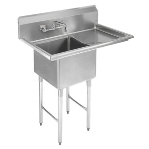 Lavello Compatto Salvaspazio in Acciaio Inox 304 <span class=keywords><strong>con</strong></span> Gocciolatoio a <span class=keywords><strong>Sbalzo</strong></span>, Lavello Multiuso per Caffetterie, Bar e Food Truck - Product Image 1