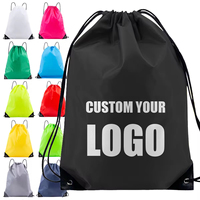 Sac de sport en polyester avec cordon de serrage, sac à dos en nylon uni, sacs à cordon personnalisables avec impression de logo de marque – Vente en gros